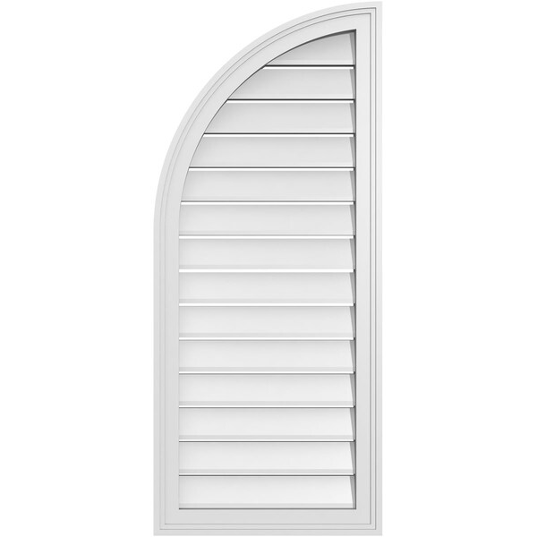 Ekena Millwork Quarter Round Top Left Surface Mount PVC Gable Vent w/ 2"W x 1-1/2"P Brickmould Frame, 18"W x 42"H GVPQL18X4202SF - main